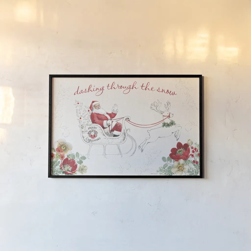 Holiday Traditions I Red by Beth Grove. shown as a paper print in a black flame. Available as a archival giclee rolled canvas, fine art paper, or poster print. SKU 86443i.