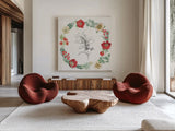 Holiday Traditions IX by Beth Grove. Shown as extra-large giant wall art in a modern living room. Available as an archival giclee rolled canvas, fine art paper, or poster print. SKU 86437a.