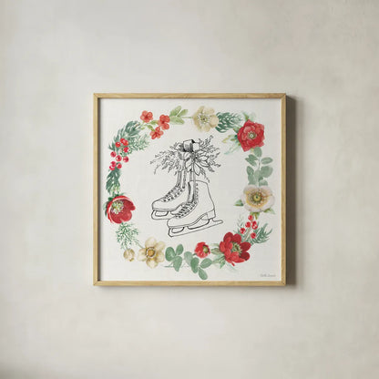 Holiday Traditions VII by Beth Grove. Shown in a natural wood glass frame for a timeless modern aesthetic. Available as an archival giclee rolled canvas, fine art paper, or poster print. SKU 86435a.