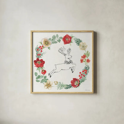 Holiday Traditions VIII by Beth Grove. Shown in a natural wood glass frame for a timeless modern aesthetic. Available as an archival giclee rolled canvas, fine art paper, or poster print. SKU 86436a.