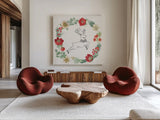 Holiday Traditions VIII by Beth Grove. Shown as extra-large giant wall art in a modern living room. Available as an archival giclee rolled canvas, fine art paper, or poster print. SKU 86436a.