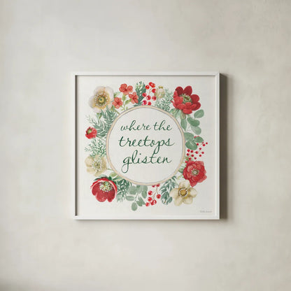 Holiday Traditions X by Beth Grove. Shown in a crisp white glass frame for a clean and minimalist style. Available as an archival giclee rolled canvas, fine art paper, or poster print. SKU 86438a.