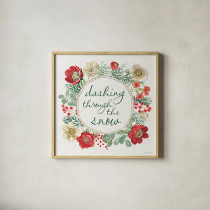 Holiday Traditions XI by Beth Grove. Shown in a natural wood glass frame for a timeless modern aesthetic. Available as an archival giclee rolled canvas, fine art paper, or poster print. SKU 86439a.