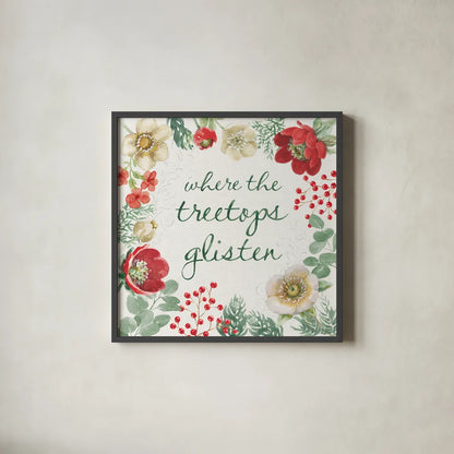 Holiday Traditions XII by Beth Grove. Shown in a sleek black glass frame for a contemporary gallery look. Available as an archival giclee rolled canvas, fine art paper, or poster print. SKU 86440a.