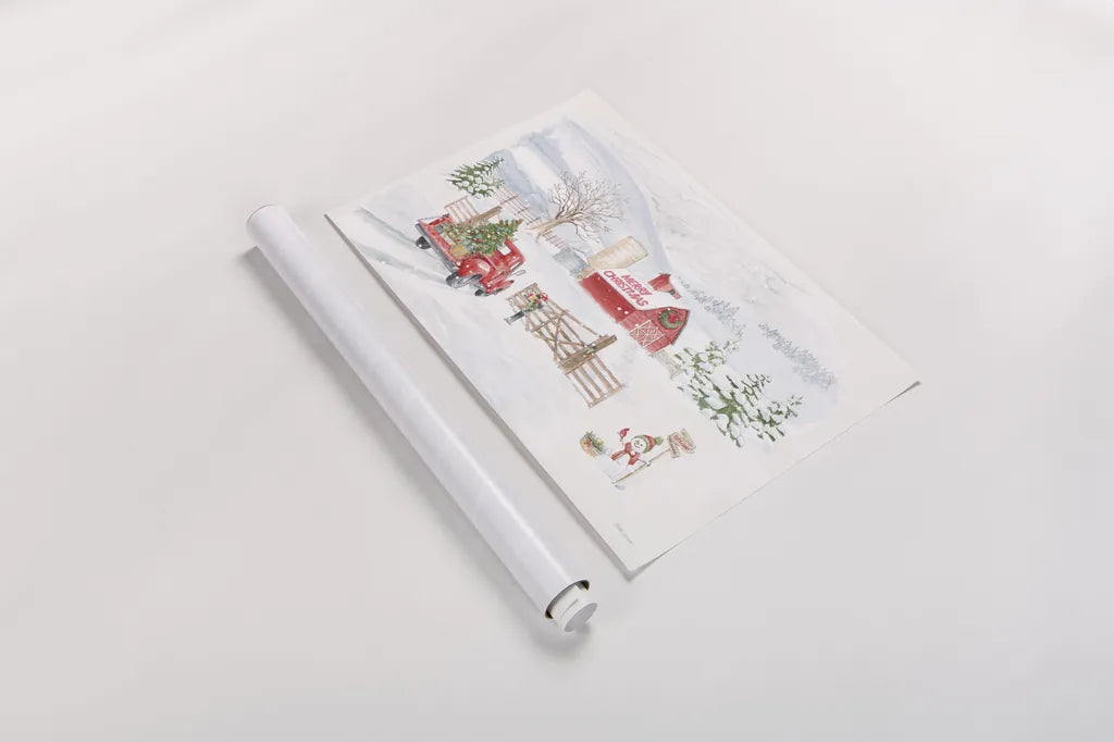 Home For The Holidays I Snowman by Beth Grove. shown as a rolled paper print. Available as archival giclee rolled canvas, fine art paper, or poster print. SKU 81952i.