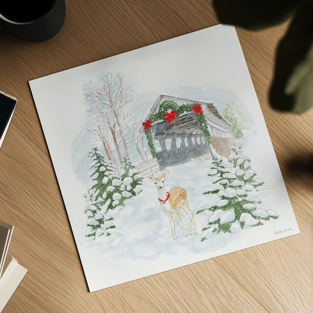 Home For The Holidays III by Beth Grove. Shown as a detailed flat fine art print, highlighting archival giclee quality. Available as an archival giclee rolled canvas, fine art paper, or poster print. SKU 81707a.