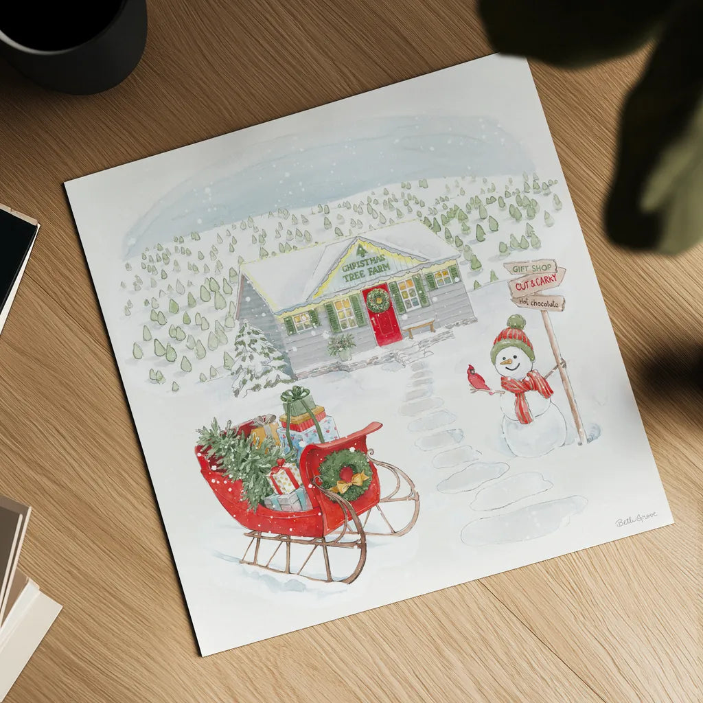 Home For The Holidays V by Beth Grove. Shown as a detailed flat fine art print, highlighting archival giclee quality. Available as an archival giclee rolled canvas, fine art paper, or poster print. SKU 81709a.