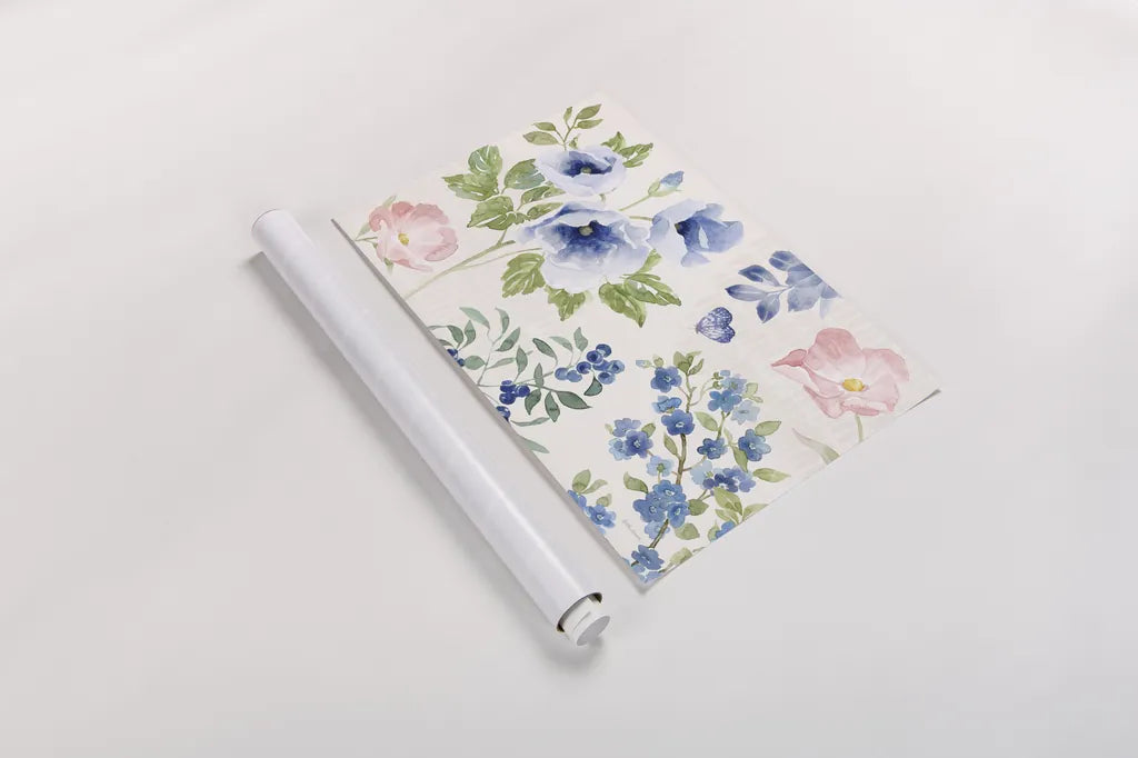 Indigo Petals I by Beth Grove. shown as a rolled paper print. Available as archival giclee rolled canvas, fine art paper, or poster print. SKU 78053i.