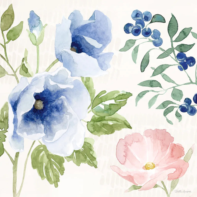 Indigo Petals III by Beth Grove. SKU 78055a. Archival Giclee Fine art print for wall decor.