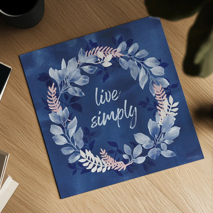 Indigo Petals IV by Beth Grove. Shown as a detailed flat fine art print, highlighting archival giclee quality. Available as an archival giclee rolled canvas, fine art paper, or poster print. SKU 78056a.