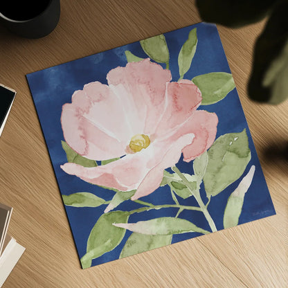 Indigo Petals IX by Beth Grove. Shown as a detailed flat fine art print, highlighting archival giclee quality. Available as an archival giclee rolled canvas, fine art paper, or poster print. SKU 78061a.