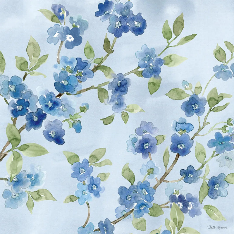 Indigo Petals VI by Beth Grove. SKU 78058a. Archival Giclee Fine art print for wall decor.