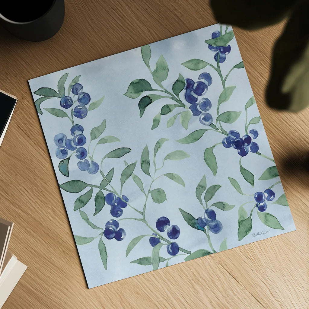 Indigo Petals VII by Beth Grove. Shown as a detailed flat fine art print, highlighting archival giclee quality. Available as an archival giclee rolled canvas, fine art paper, or poster print. SKU 78059a.