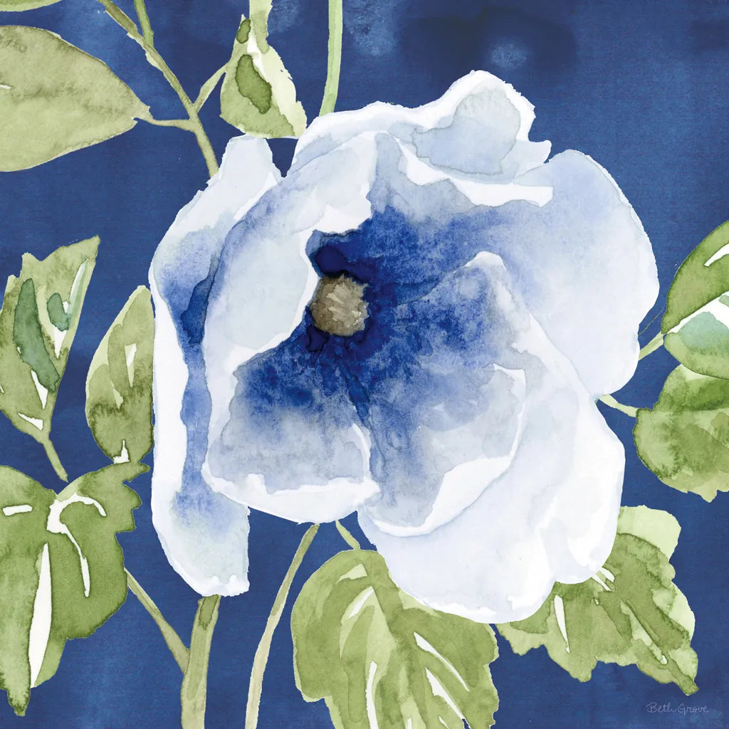 Indigo Petals VIII by Beth Grove. SKU 78060a. Archival Giclee Fine art print for wall decor.