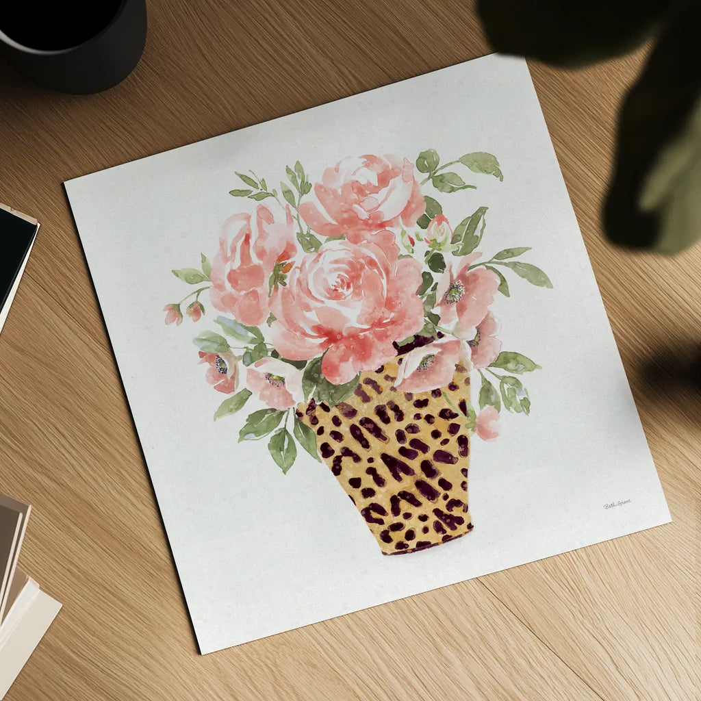 Luxe Bouquet I by Beth Grove. Shown as a detailed flat fine art print, highlighting archival giclee quality. Available as an archival giclee rolled canvas, fine art paper, or poster print. SKU 69011a.