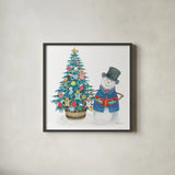 Main Street Christmas IX by Beth Grove. Shown in a sleek black glass frame for a contemporary gallery look. Available as an archival giclee rolled canvas, fine art paper, or poster print. SKU 44455a.