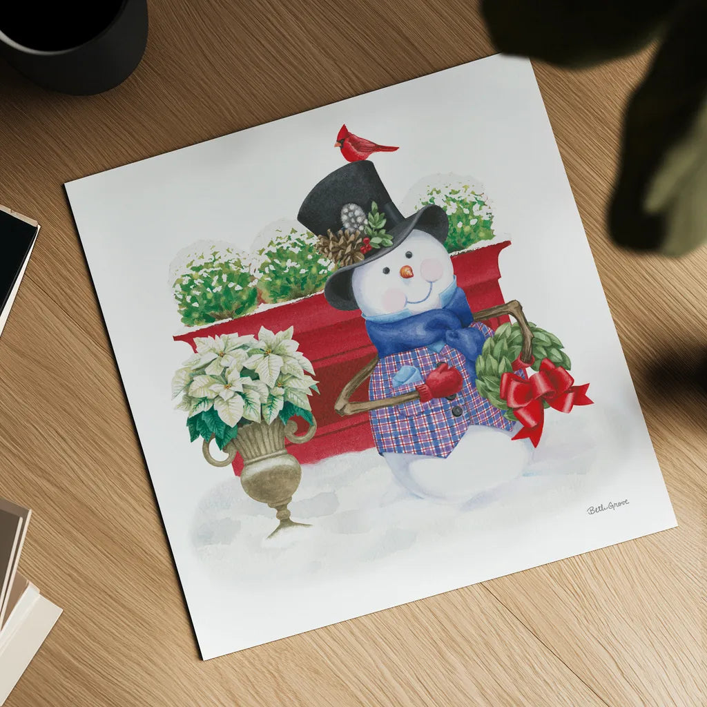 Main Street Christmas X by Beth Grove. Shown as a detailed flat fine art print, highlighting archival giclee quality. Available as an archival giclee rolled canvas, fine art paper, or poster print. SKU 44457a.