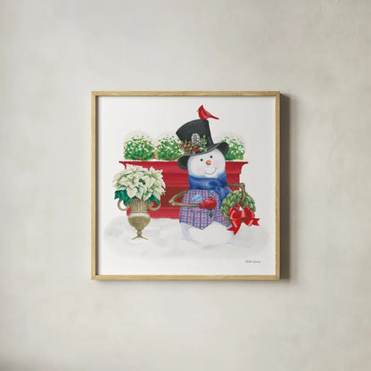 Main Street Christmas X by Beth Grove. Shown in a natural wood glass frame for a timeless modern aesthetic. Available as an archival giclee rolled canvas, fine art paper, or poster print. SKU 44457a.