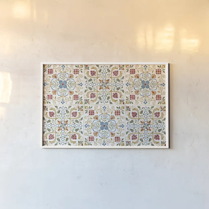 Mediterranean Motif I by Beth Grove. shown as a paper print in a white frame. Available as a archival giclee rolled canvas, fine art paper, or poster print. SKU 77507i.
