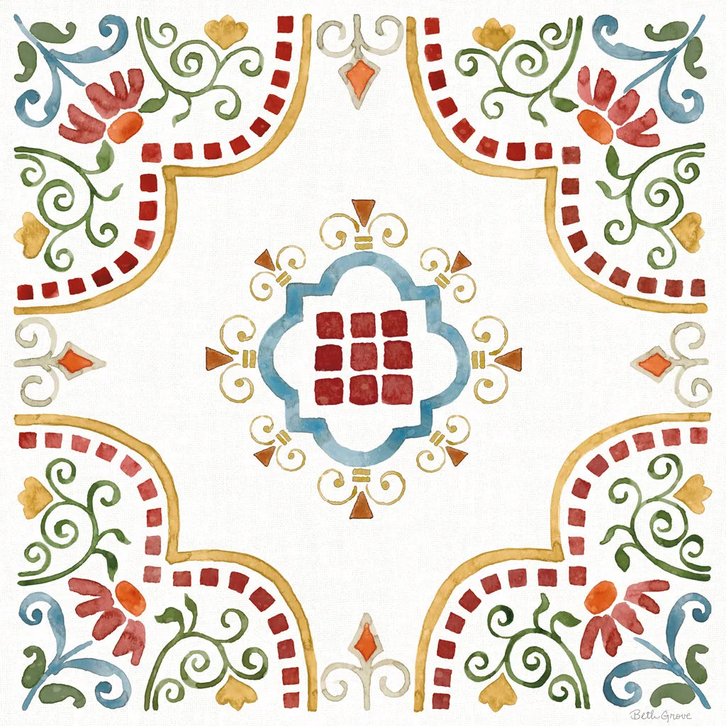 Mediterranean Motif II by Beth Grove. SKU 77508a. Archival Giclee Fine art print for wall decor.