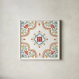 Mediterranean Motif II by Beth Grove. Shown in a crisp white glass frame for a clean and minimalist style. Available as an archival giclee rolled canvas, fine art paper, or poster print. SKU 77508a.