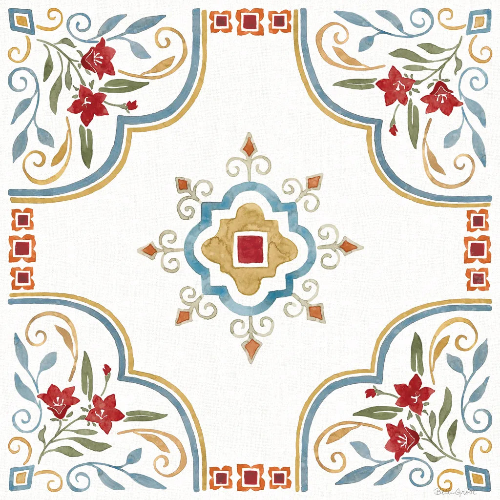 Mediterranean Motif III by Beth Grove. SKU 77509a. Archival Giclee Fine art print for wall decor.