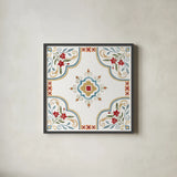 Mediterranean Motif III by Beth Grove. Shown in a sleek black glass frame for a contemporary gallery look. Available as an archival giclee rolled canvas, fine art paper, or poster print. SKU 77509a.