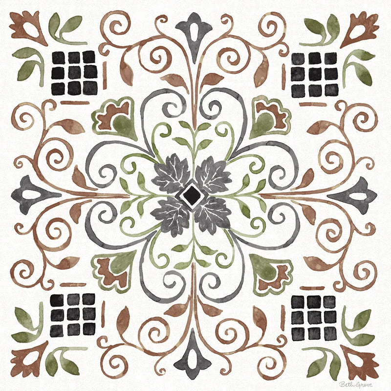 Mediterranean Motif IV Green by Beth Grove. SKU 79434a. Archival Giclee Fine art print for wall decor.