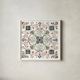 Mediterranean Motif IV Green by Beth Grove. Shown in a crisp white glass frame for a clean and minimalist style. Available as an archival giclee rolled canvas, fine art paper, or poster print. SKU 79434a.