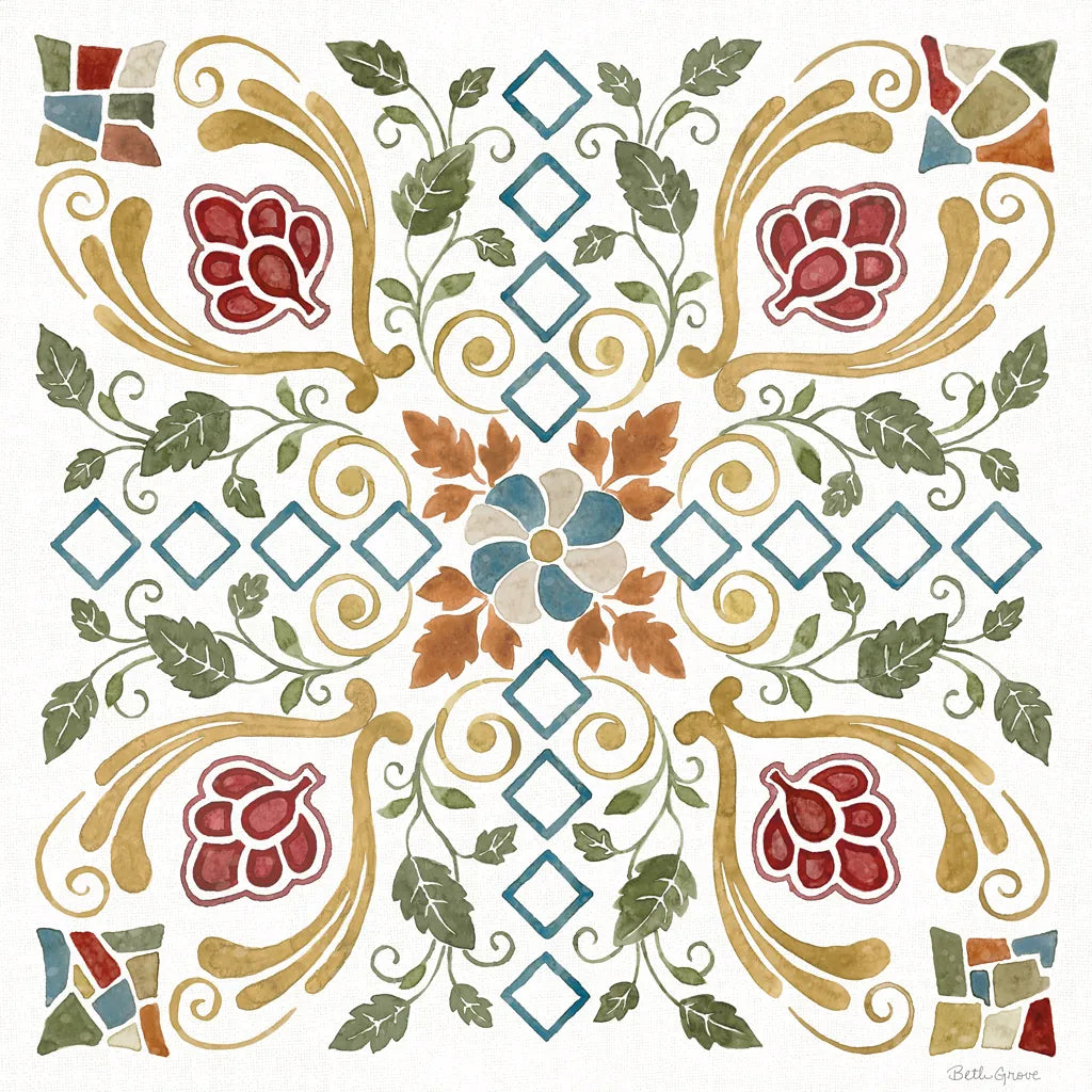 Mediterranean Motif V by Beth Grove. SKU 77511a. Archival Giclee Fine art print for wall decor.