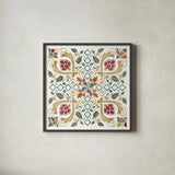 Mediterranean Motif V by Beth Grove. Shown in a sleek black glass frame for a contemporary gallery look. Available as an archival giclee rolled canvas, fine art paper, or poster print. SKU 77511a.