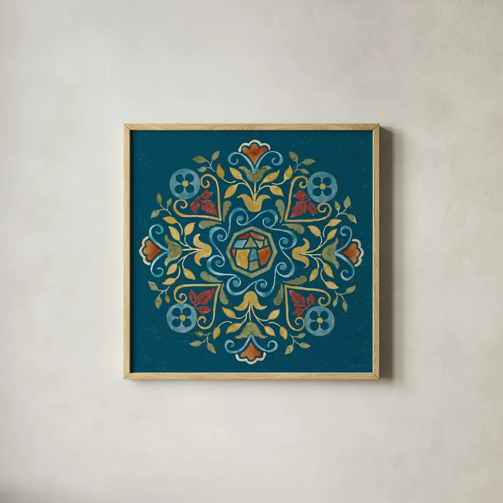 Mediterranean Motif VI by Beth Grove. Shown in a natural wood glass frame for a timeless modern aesthetic. Available as an archival giclee rolled canvas, fine art paper, or poster print. SKU 77512a.