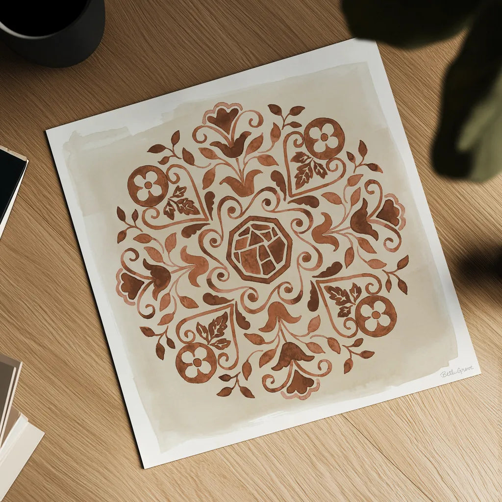 Mediterranean Motif VI Neutral by Beth Grove. Shown as a detailed flat fine art print, highlighting archival giclee quality. Available as an archival giclee rolled canvas, fine art paper, or poster print. SKU 97369a.