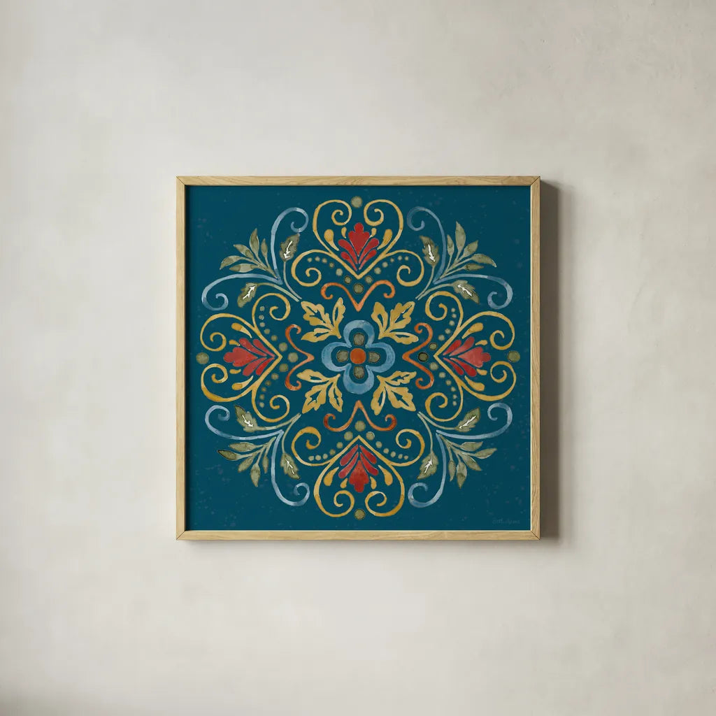 Mediterranean Motif VII by Beth Grove. Shown in a natural wood glass frame for a timeless modern aesthetic. Available as an archival giclee rolled canvas, fine art paper, or poster print. SKU 77513a.