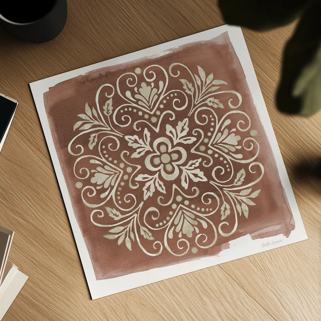 Mediterranean Motif VII Neutral by Beth Grove. Shown as a detailed flat fine art print, highlighting archival giclee quality. Available as an archival giclee rolled canvas, fine art paper, or poster print. SKU 97370a.