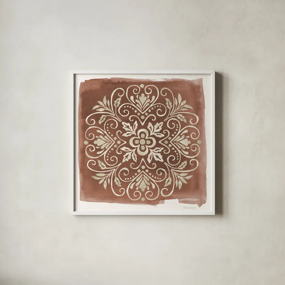 Mediterranean Motif VII Neutral by Beth Grove. Shown in a crisp white glass frame for a clean and minimalist style. Available as an archival giclee rolled canvas, fine art paper, or poster print. SKU 97370a.