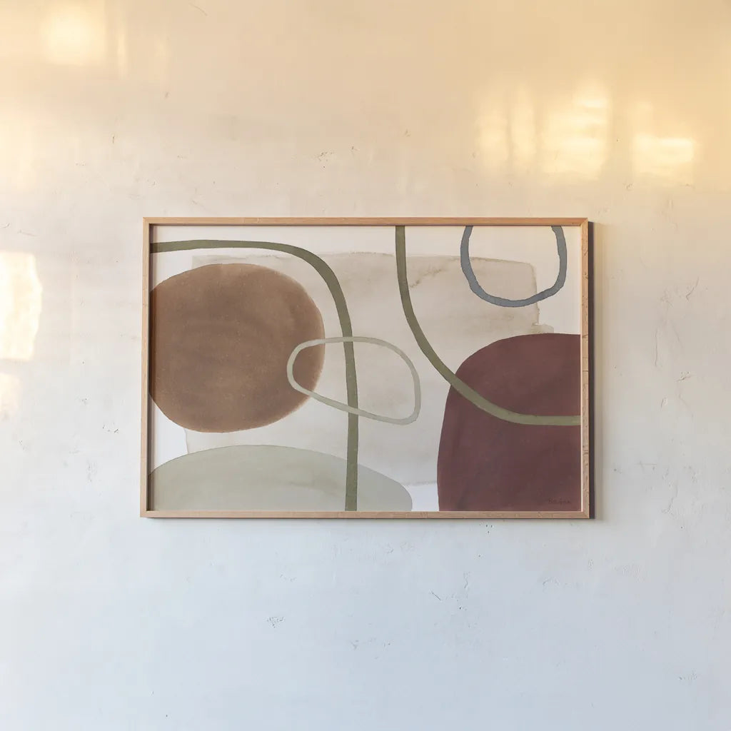 Mediterranean Motif X by Beth Grove. shown as a paper print in a natural frame. Available as a archival giclee rolled canvas, fine art paper, or poster print. SKU 77516i.