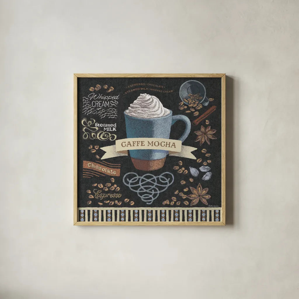 Mocha Square by Beth Grove. Shown in a natural wood glass frame for a timeless modern aesthetic. Available as an archival giclee rolled canvas, fine art paper, or poster print. SKU 19891a.