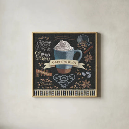 Mocha Square by Beth Grove. Shown in a natural wood glass frame for a timeless modern aesthetic. Available as an archival giclee rolled canvas, fine art paper, or poster print. SKU 19891a.