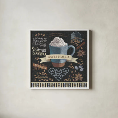 Mocha Square by Beth Grove. Shown in a crisp white glass frame for a clean and minimalist style. Available as an archival giclee rolled canvas, fine art paper, or poster print. SKU 19891a.