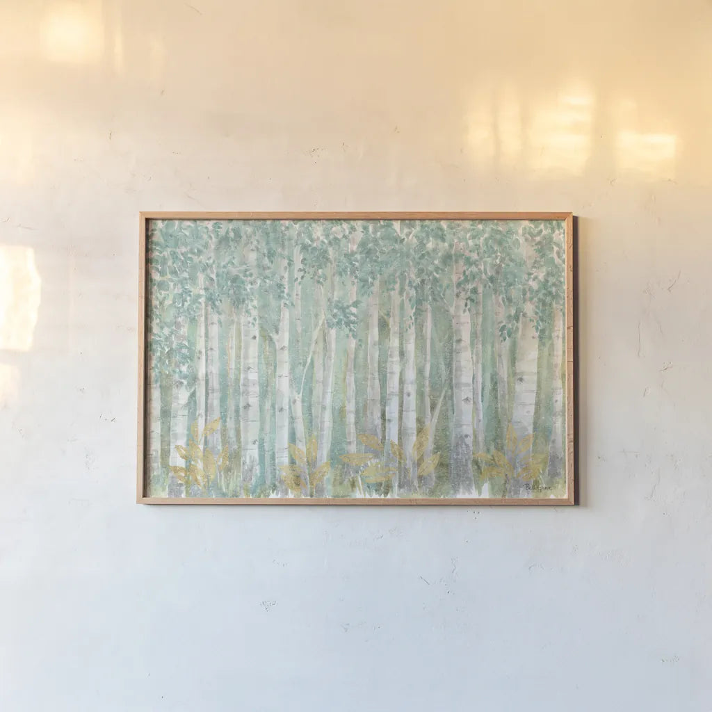 Natures Leaves I by Beth Grove. shown as a paper print in a natural frame. Available as a archival giclee rolled canvas, fine art paper, or poster print. SKU 56069i.