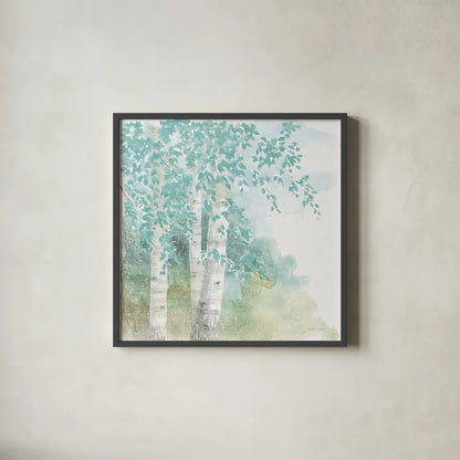 Natures Leaves II No Gold by Beth Grove. Shown in a sleek black glass frame for a contemporary gallery look. Available as an archival giclee rolled canvas, fine art paper, or poster print. SKU 61596a.