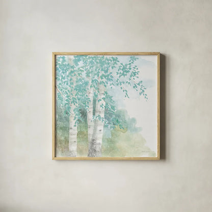Natures Leaves II No Gold by Beth Grove. Shown in a natural wood glass frame for a timeless modern aesthetic. Available as an archival giclee rolled canvas, fine art paper, or poster print. SKU 61596a.