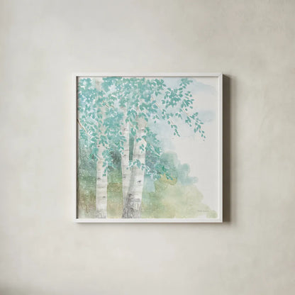 Natures Leaves II No Gold by Beth Grove. Shown in a crisp white glass frame for a clean and minimalist style. Available as an archival giclee rolled canvas, fine art paper, or poster print. SKU 61596a.