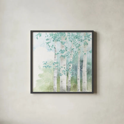 Natures Leaves III No Gold by Beth Grove. Shown in a sleek black glass frame for a contemporary gallery look. Available as an archival giclee rolled canvas, fine art paper, or poster print. SKU 61597a.
