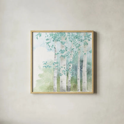 Natures Leaves III No Gold by Beth Grove. Shown in a natural wood glass frame for a timeless modern aesthetic. Available as an archival giclee rolled canvas, fine art paper, or poster print. SKU 61597a.