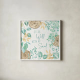 Natures Leaves IV by Beth Grove. Shown in a crisp white glass frame for a clean and minimalist style. Available as an archival giclee rolled canvas, fine art paper, or poster print. SKU 56072a.