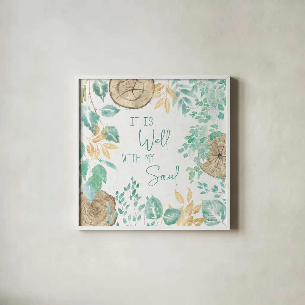 Natures Leaves IV by Beth Grove. Shown in a crisp white glass frame for a clean and minimalist style. Available as an archival giclee rolled canvas, fine art paper, or poster print. SKU 56072a.