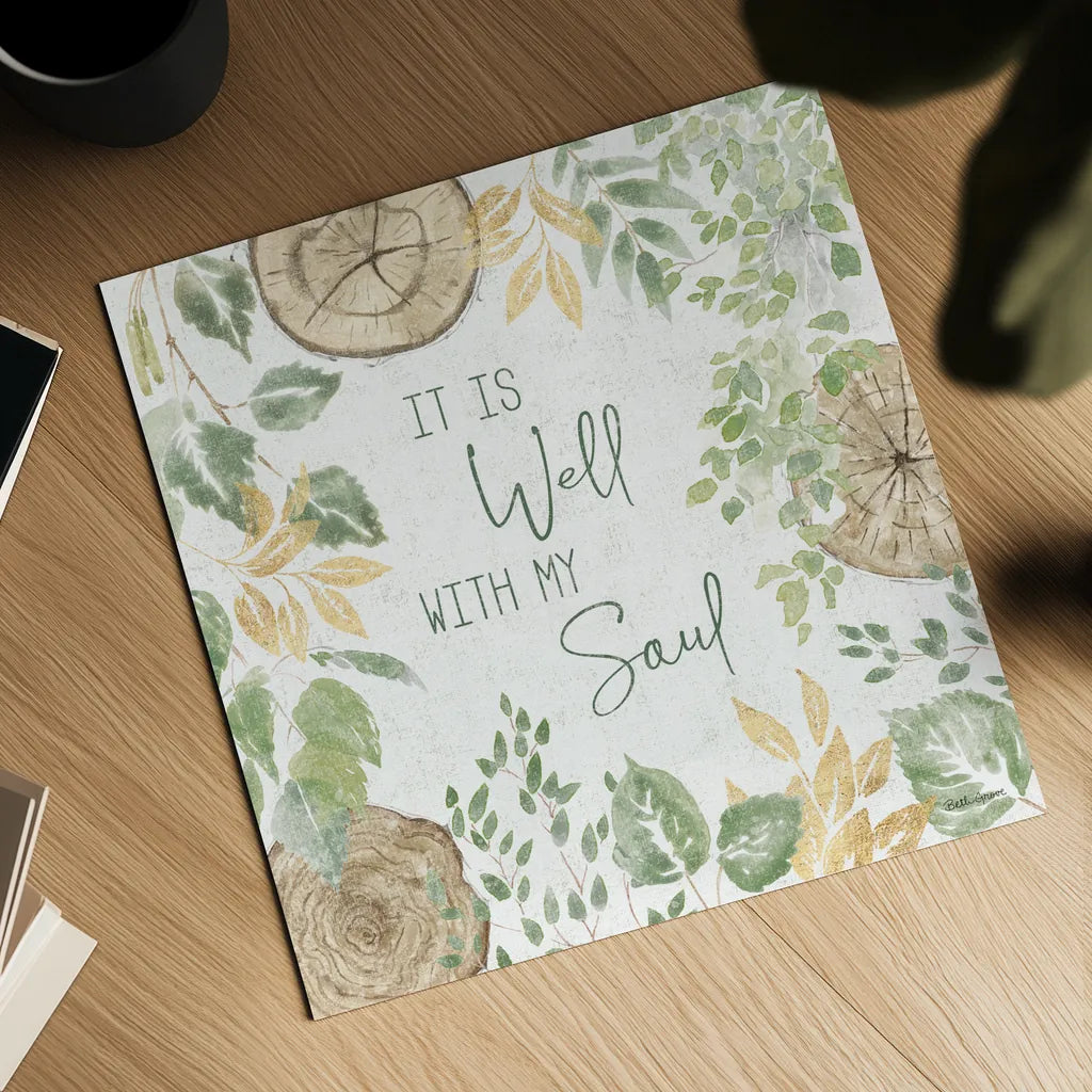 Natures Leaves IV Sage by Beth Grove. Shown as a detailed flat fine art print, highlighting archival giclee quality. Available as an archival giclee rolled canvas, fine art paper, or poster print. SKU 71495a.