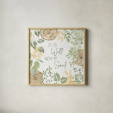 Natures Leaves IV Sage by Beth Grove. Shown in a natural wood glass frame for a timeless modern aesthetic. Available as an archival giclee rolled canvas, fine art paper, or poster print. SKU 71495a.